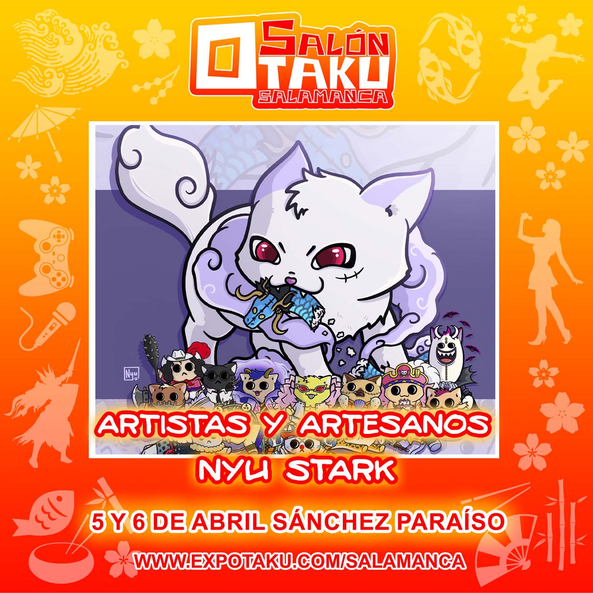 El Salón Otaku de Salamanca 2025 presenta a Nyu Stark. Entra en sus redes en <a href="/NyuStark/">Nyu Stark</a>  y pásate por su Stand, el A06 de la Zona de Ilustradores y Artesanos.
 
Programa de Actividades: expotaku.com/salamanca/prog…
 
Plano del Evento: expotaku.com/salamanca/expo…
 
Compra tus entradas: