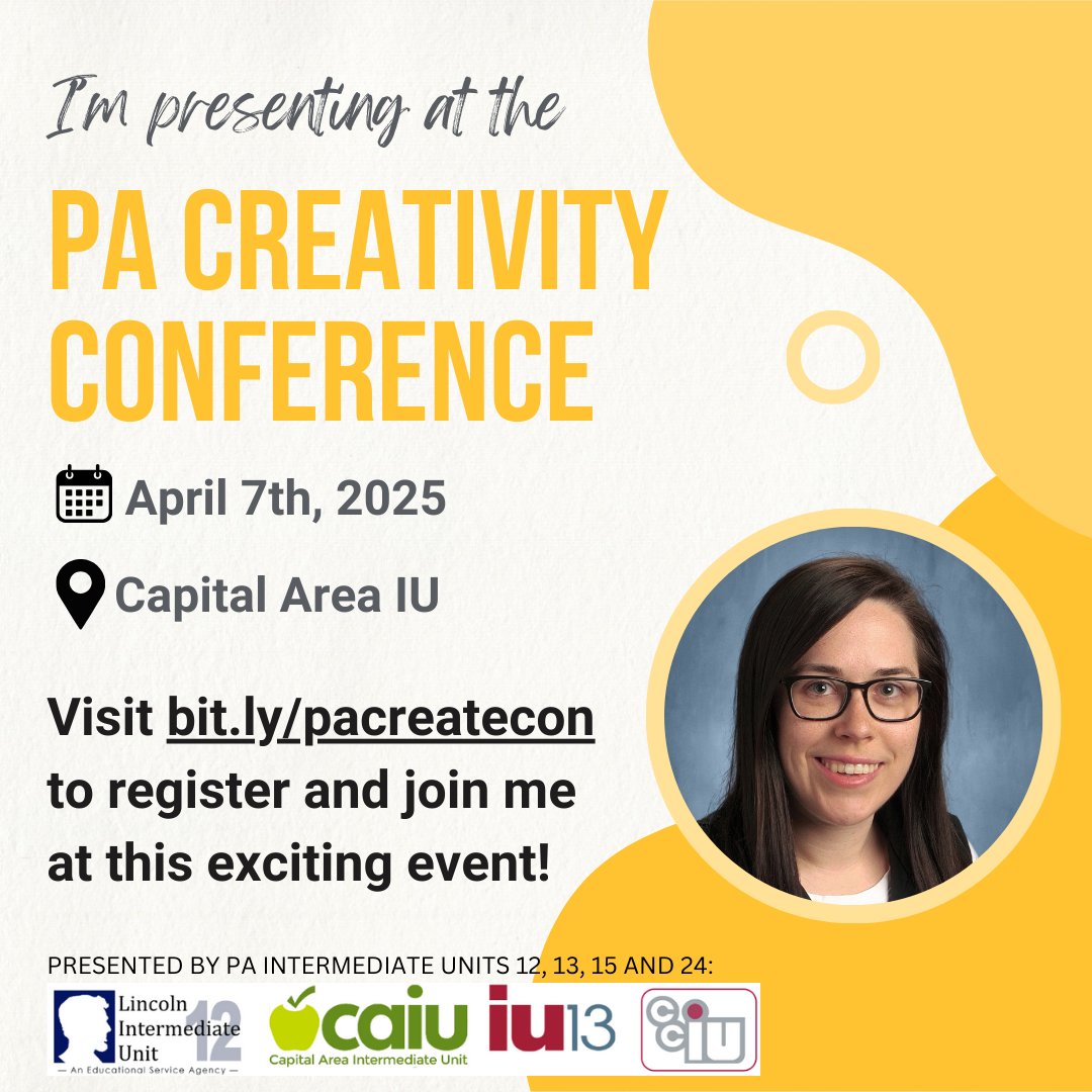MissMKreider's tweet image. I am so excited to announce that I will be presenting at this year&apos;s PA Creativity Conference! I&apos;ll be talking about inquiry-based learning and how to apply it to your curriculum. See you there! #pacreatecon