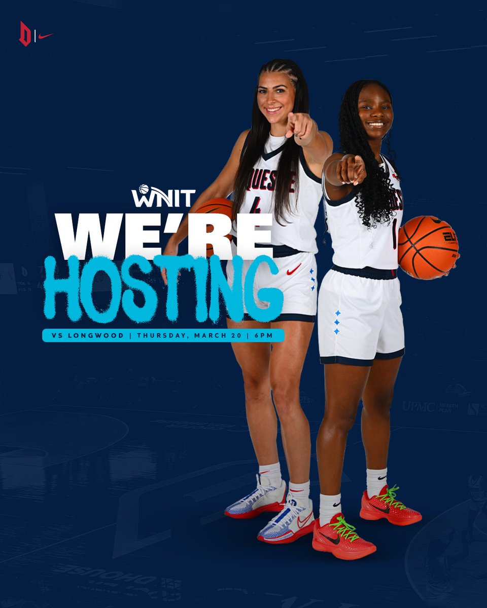 Staying home! 🏠 

The Dukes will host Longwood in the first round of the <a href="/WomensNIT/">WNIT</a> this Thursday, March 20 at 6pm.

🎟️: bit.ly/DUQWNIT25 
📰: bit.ly/4iw2DW0
