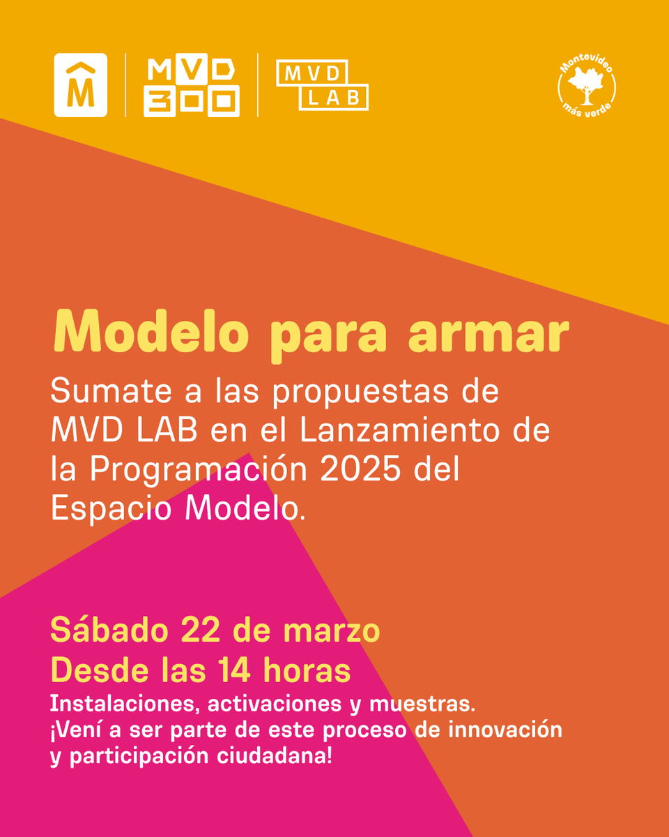 MVDParticipa's tweet photo. 🧩 Modelo para armar 🧩
Sumate a las propuestas de #MVDLAB en el Lanzamiento de la Programación 2025 del Espacio Modelo.
📅 Sábado 22 de marzo
⏰ Desde las 14 h
#MontevideoParticipa ✋🏼 https://t.co/IR0pvQLod7