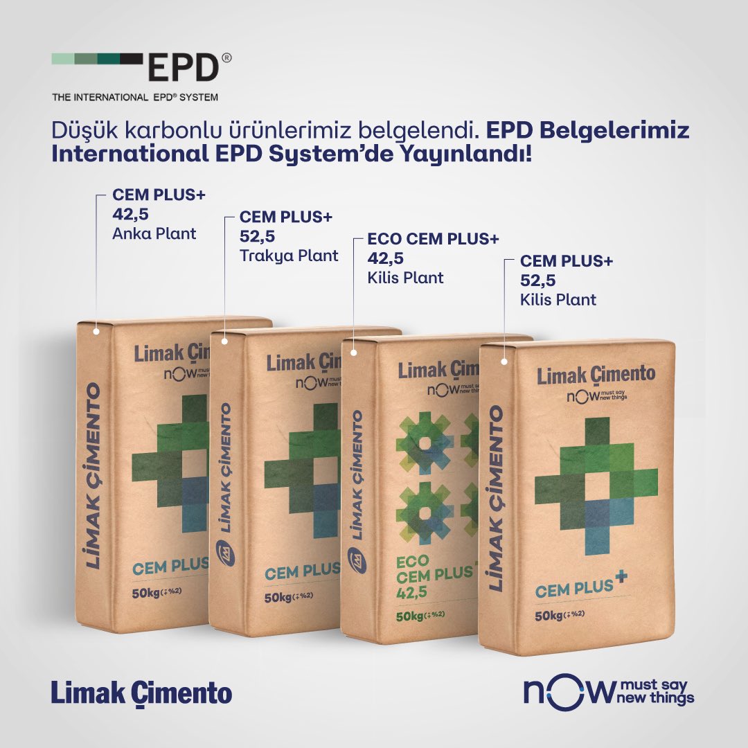 limakcement's tweet photo. EPD Belgelerimiz Uluslararası EPD Sistemi'de Yayınlandı! 🌱🔍

Sürdürülebilirlik taahhüdümüz doğrultusunda, ürünlerimizin çevresel etkilerini bilimsel verilerle ortaya koyan Çevresel Ürün Beyanları (EPD) belgelerimiz, Uluslararası EPD Sistemi platformunda yayımlandı. EPD belgelerimize ulaşmak için tıklayınız: https://t.co/pmW7WSachf 

Our EPD Certificates were published in the International EPD System! 🌱🔍

In line with our commitment to sustainability, our Environmental Product Declarations (EPD) documents, which demonstrate the environmental impacts of our products with scientific data, were published on the International EPD System platform. Click here to access our EPD documents: https://t.co/pmW7WSachf

#LimakÇimento #LimakCement #EPD #EnvironmentalProductDeclarations #ÇevreselÜrünBeyanları #Sustainability
