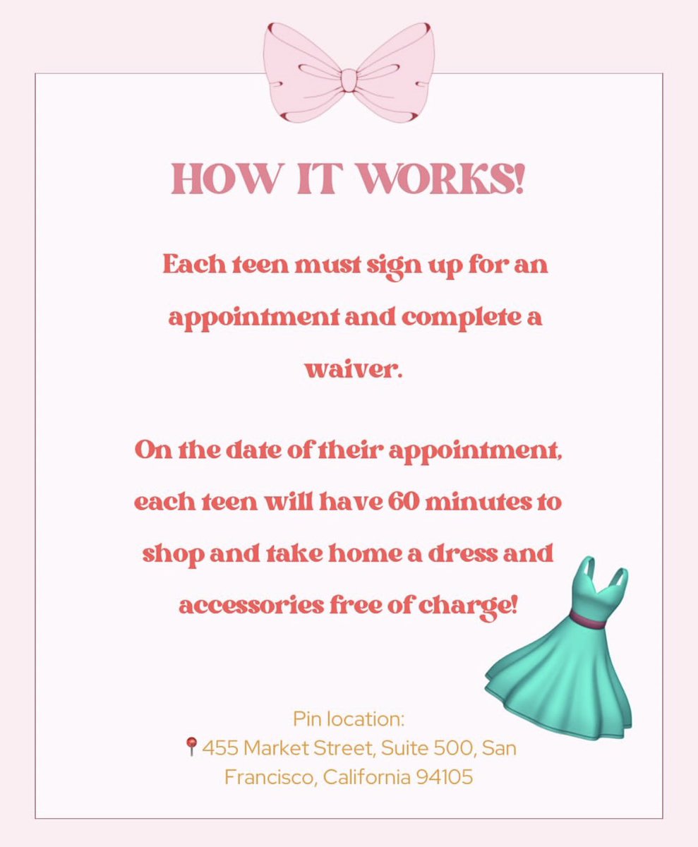 SFnatives's tweet image. Are you a #SF high school teen looking for a #prom dress for your upcoming prom? The Princess Project San Francisco will be hosting prom dress giveaways every Saturday run through March 29th. Appointments are necessary 👗 💫 princessprojectsf.org #princessproject #highschool