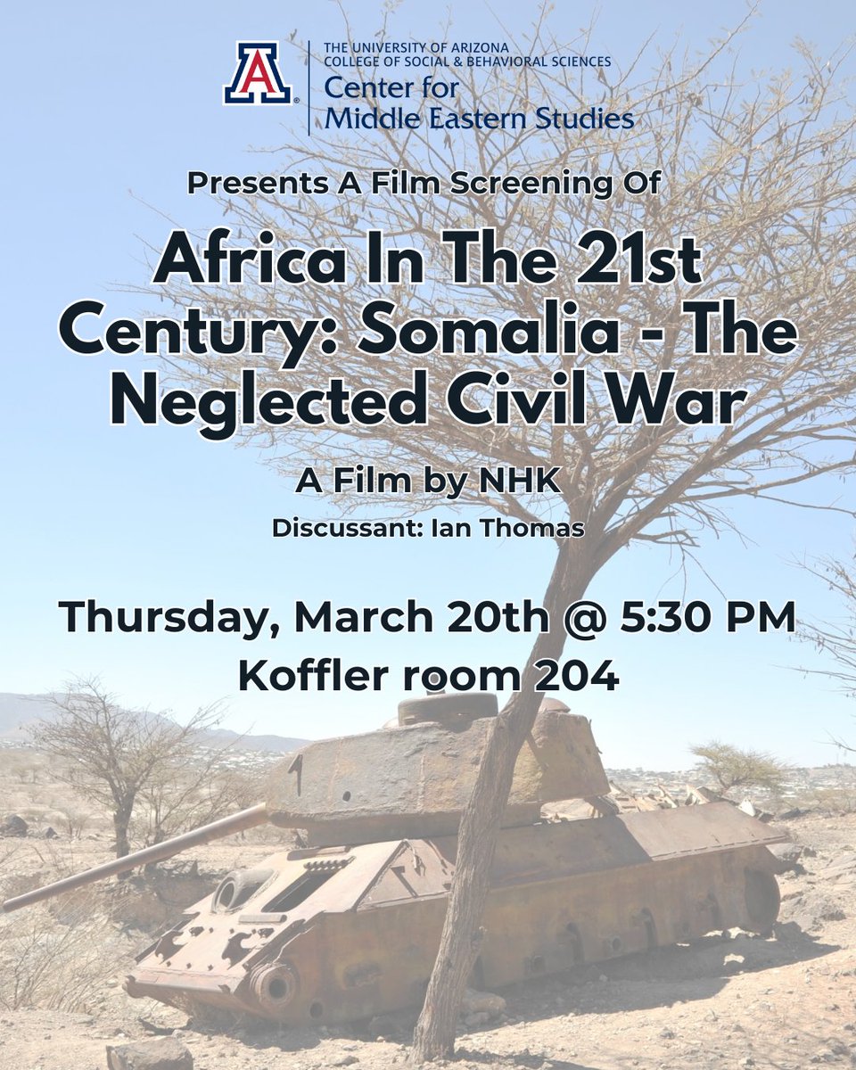 Please join us, Thursday, March 20th at 5:30pm, in Koffler room 204, for Africa in the 21st Century: Somalia - The Neglected Civil War.

For more info visit: tinyurl.com/sz75zkmf