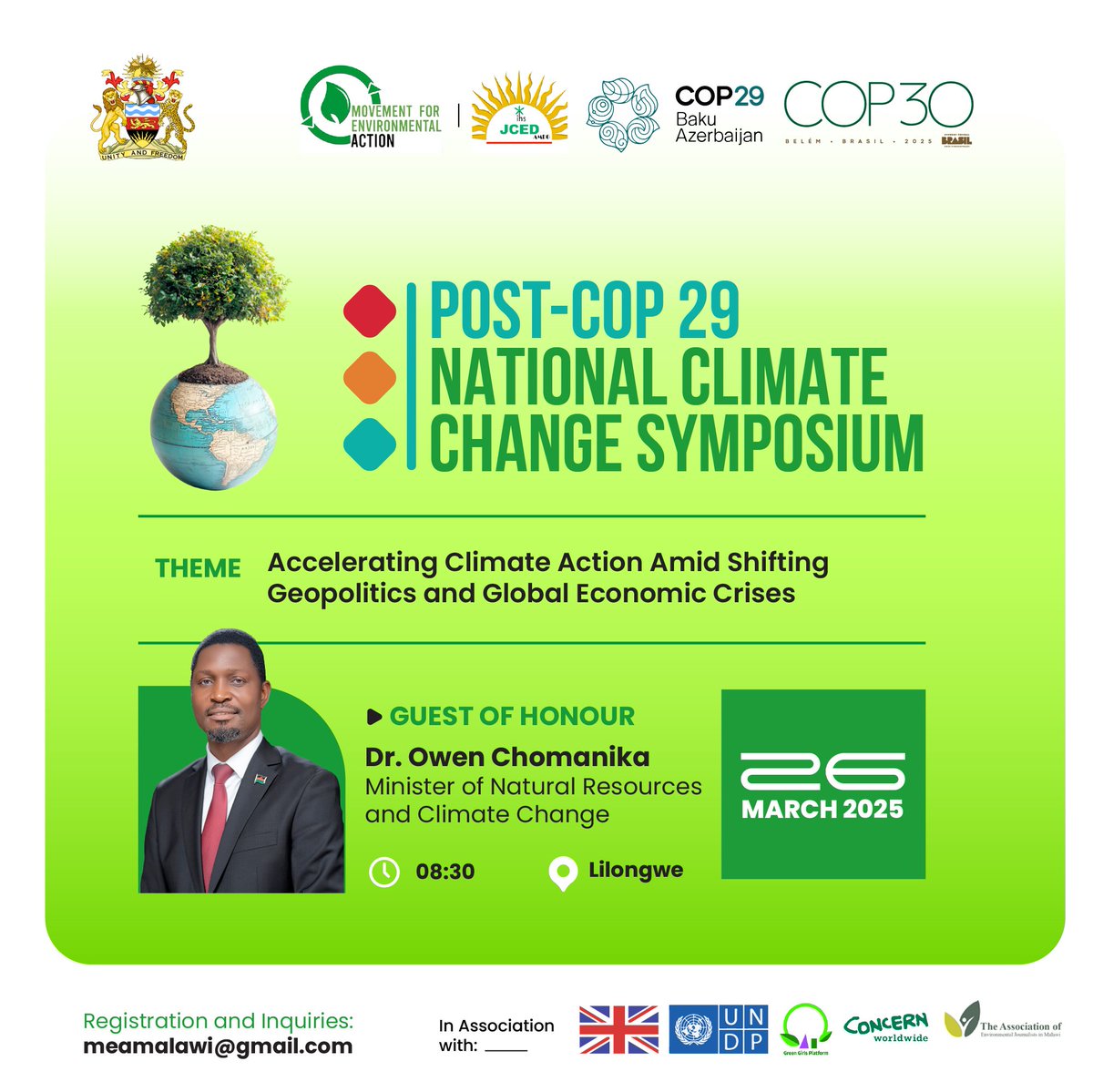 Mr. Green (@malatamathews) on Twitter photo A very good platform to reflect on #COP29 outcomes and disseminate some of the key findings. Also how to coordinate implementation of climate actions at national level.
#ClimateAction #NDCS
<a href="/UKinMalawi/">UK in Malawi</a> <a href="/undpmalawi/">UNDP Malawi</a> <a href="/JCED_Malawi/">JESUIT CENTRE FOR ECOLOGY & DEVELOPMENT</a> <a href="/ConcernUK/">Concern Worldwide UK</a> #Malawi A very good platform to reflect on #COP29 outcomes and disseminate some of the key findings. Also how to coordinate implementation of climate actions at national level.
#ClimateAction #NDCS
<a href="/UKinMalawi/">UK in Malawi</a> <a href="/undpmalawi/">UNDP Malawi</a> <a href="/JCED_Malawi/">JESUIT CENTRE FOR ECOLOGY & DEVELOPMENT</a> <a href="/ConcernUK/">Concern Worldwide UK</a> #Malawi