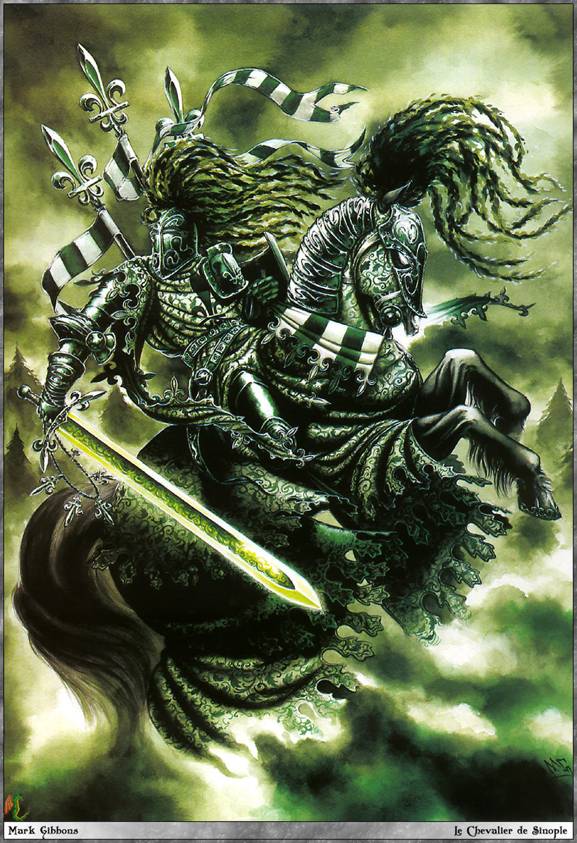 Bretonnia appreciation day! This is a classic piece by Mark Gibbons depicting the fabled Green Knight.⚜️

For me it's one of the most iconic Bretonnia artwork of all time. It perfectly showcases the otherworldly power and presence of the "Defender of the Grail".🍷⚔️
#WarhammerArt