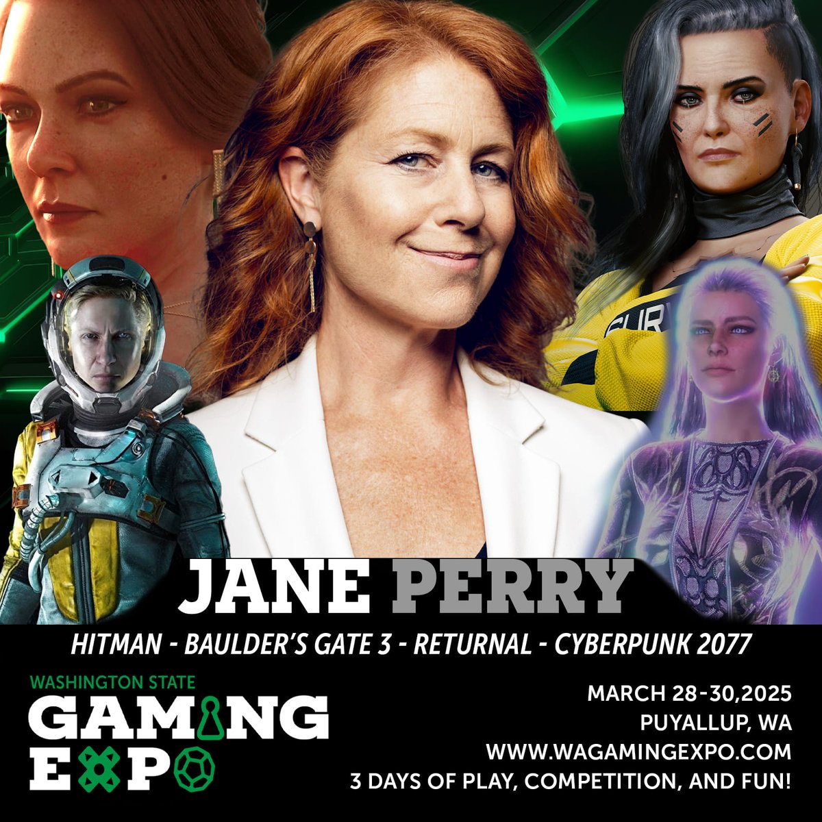 Seattle, Washington!  I am heading your way for <a href="/wagamingexpo/">Washington State Gaming Expo</a> this March 28-30.

Come and join me and @david_bateson for a little #hitman fun. 😍And....for the fans of #mystra in <a href="/baldursgate3/">Baldur's Gate 3</a>, Rogue Amendiares in @cyberpunkgame and #Selene in @returnalgame there'll be some