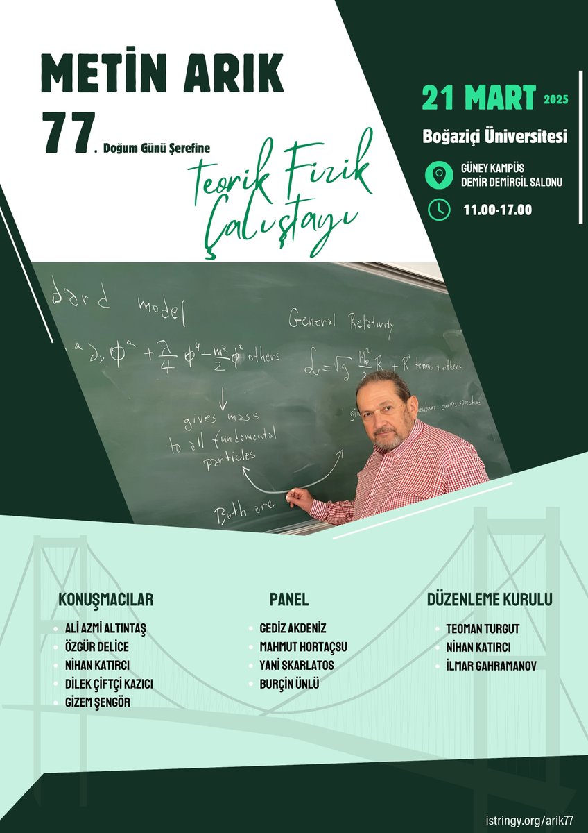 Metin Hocamız 77  yıldır fiziğe olan tükenmeyen merakı ve heyecanıyla 7'den 77'ye herkese ilham oluyor.

Hocamıza, bizlere üzerinde durabileceğimiz bir omuz olduğu için teşekkür ederiz. 

Kayıt için posterdeki linki takip edebilirsiniz.