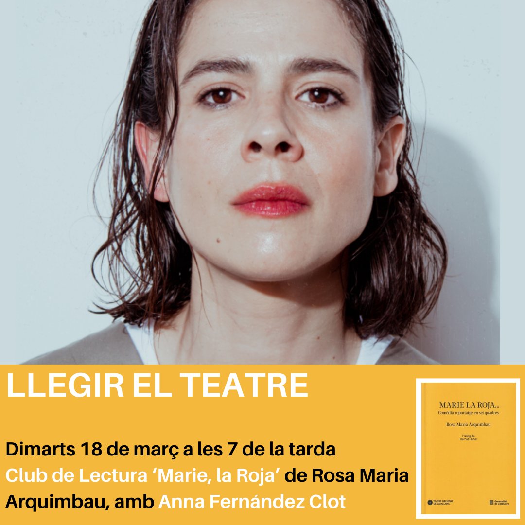 Recordeu que demà tenim Club de Lectura. Toca #LlegirElTeatre i ho farem amb els comentaris de l' <a href="/annafclot/">Anna F Clot</a>  que parlarà de 'Marie, la Roja' de Rosa Maria Arquimbau. I la setmana vinent, anirem a veure l'obra al <a href="/teatrenacional/">TNC</a>