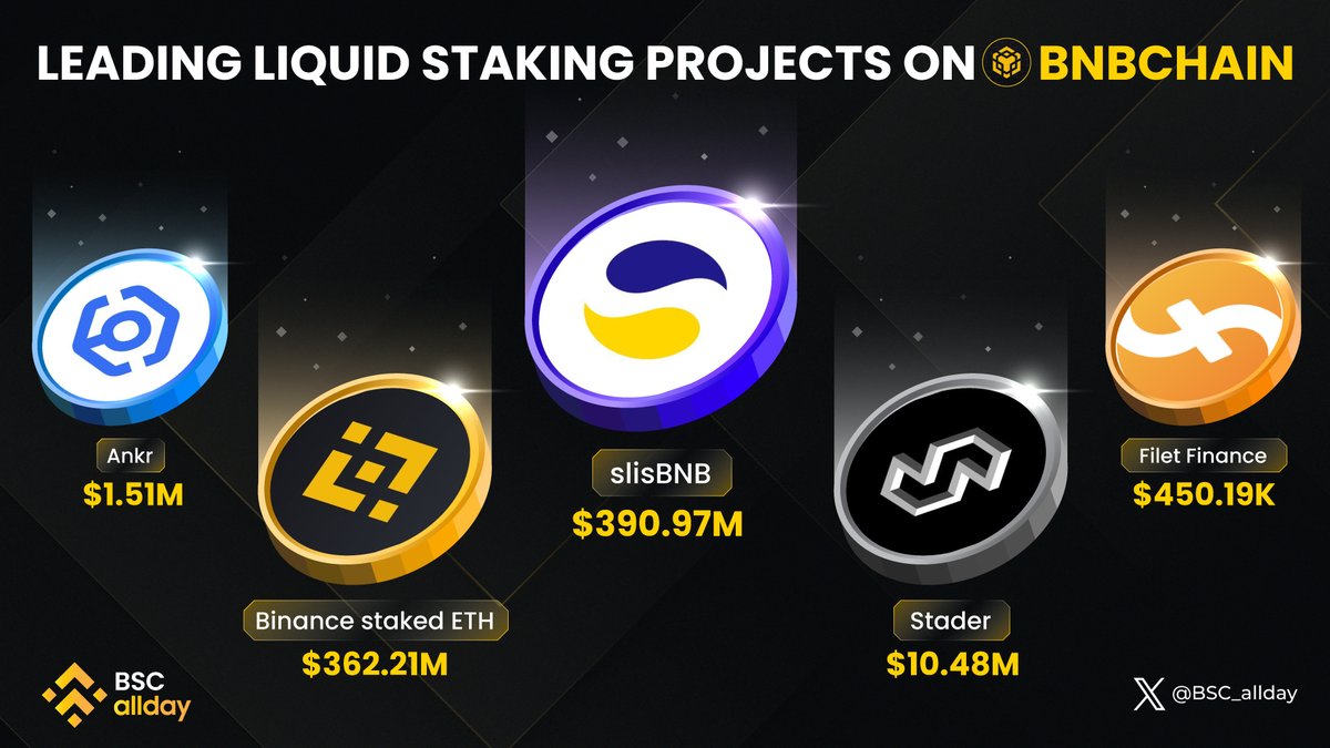 BSC ๐ถ allday (@bsc_allday) on Twitter photo ๐ฅ The liquid staking game is heating up on @bnbchain ๐
๐น @LISTA_DAO
๐น <a href="/binance/">Binance</a>
๐น <a href="/staderlabs/">Stader Labs</a>
๐น <a href="/ankr/">Ankr</a>
๐น <a href="/Filet_finance/">Filet - Stake FIL to mine FIL</a>
Which one is your go-to for staking? ๐ธโก
#BNBChain #Staking #DeFi #BSCAllday ๐ฅ The liquid staking game is heating up on @bnbchain ๐
๐น @LISTA_DAO
๐น <a href="/binance/">Binance</a>
๐น <a href="/staderlabs/">Stader Labs</a>
๐น <a href="/ankr/">Ankr</a>
๐น <a href="/Filet_finance/">Filet - Stake FIL to mine FIL</a>
Which one is your go-to for staking? ๐ธโก
#BNBChain #Staking #DeFi #BSCAllday