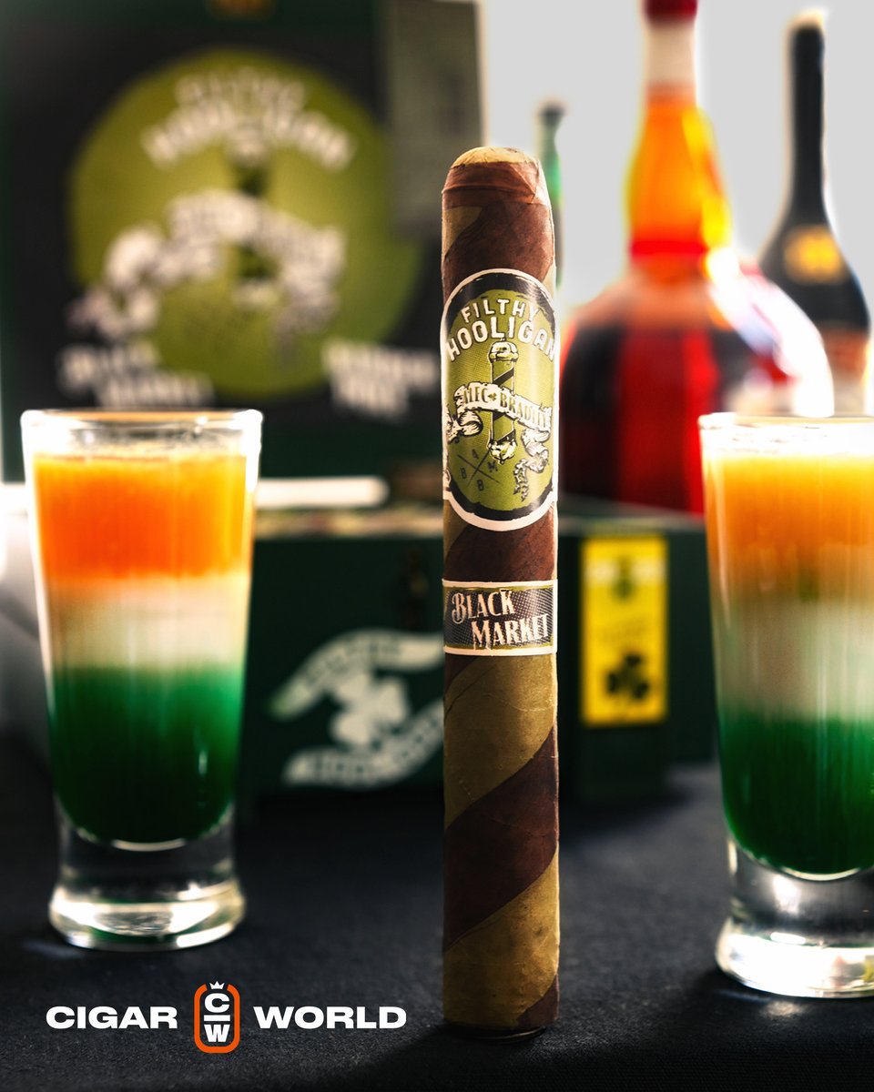 CigarWorld's tweet photo. Slainte! 🇮🇪
We’re celebrating St. Patrick’s Day with an @AlecBradley Black Market Filthy Hooligan and an Irish Flag shot (⅓ Crème de Menthe, ⅓ Irish cream, ⅓ Grand Marnier).
How are you unwinding today?
#CigarWorld #AlecBradley #StPatricks #Irish #FilthyHooligan https://t.co/8iwfoRYz0w