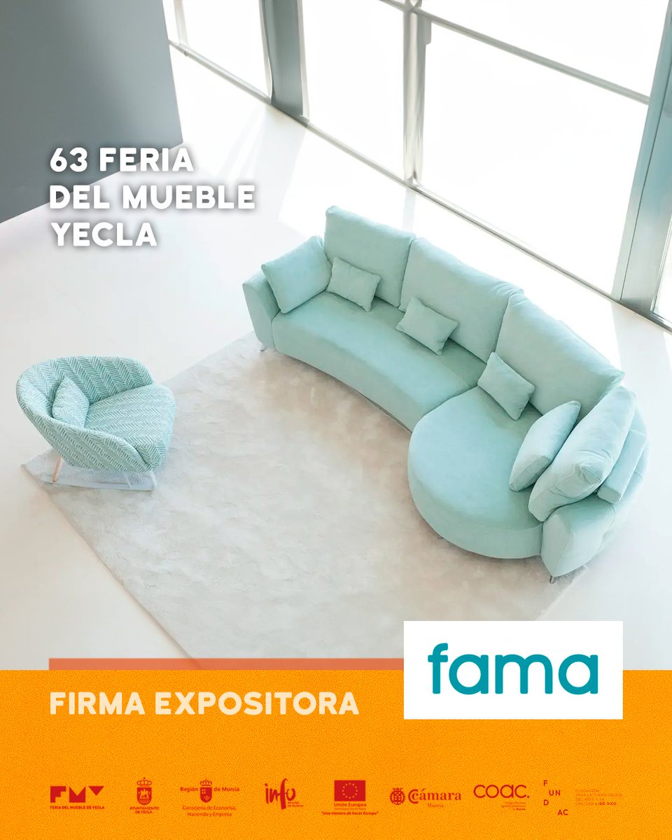 Feria del Mueble Yecla (@fmyecla) on Twitter photo ✔️ FAMA estará presente en la 63 edición de la FMY
<a href="/FamaSofas/">Fama Sofas</a> exporta el 70% de su producción a más de 70 países y cuenta con una de las plantas más avanzadas tecnológicamente en el sector del tapizado: feriayecla.com/portfolio_page…
▪️ Estand C2 ✔️ FAMA estará presente en la 63 edición de la FMY
<a href="/FamaSofas/">Fama Sofas</a> exporta el 70% de su producción a más de 70 países y cuenta con una de las plantas más avanzadas tecnológicamente en el sector del tapizado: feriayecla.com/portfolio_page…
▪️ Estand C2