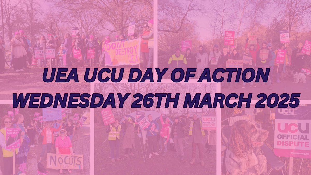 📣REMINDER FOR UEA UCU MEMBERS!  
📣Our industrial action will begin with a day of strike action on Wednesday 26th March.  
📣We will commence continuous action short of a strike (ASOS) from this date. 
📣Further details to follow. #SaveUEA #UKHE