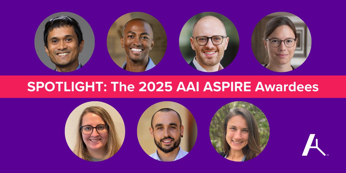 ImmunologyAAI's tweet photo. Congratulations to the 2025 AAI ASPIRE Awardees! Get to know these rising early-career investigators and plan to attend their lectures at IMMUNOLOGY2025™️: https://t.co/9HCRsUKqhO.

#AAInews https://t.co/XB0bdhj8pZ