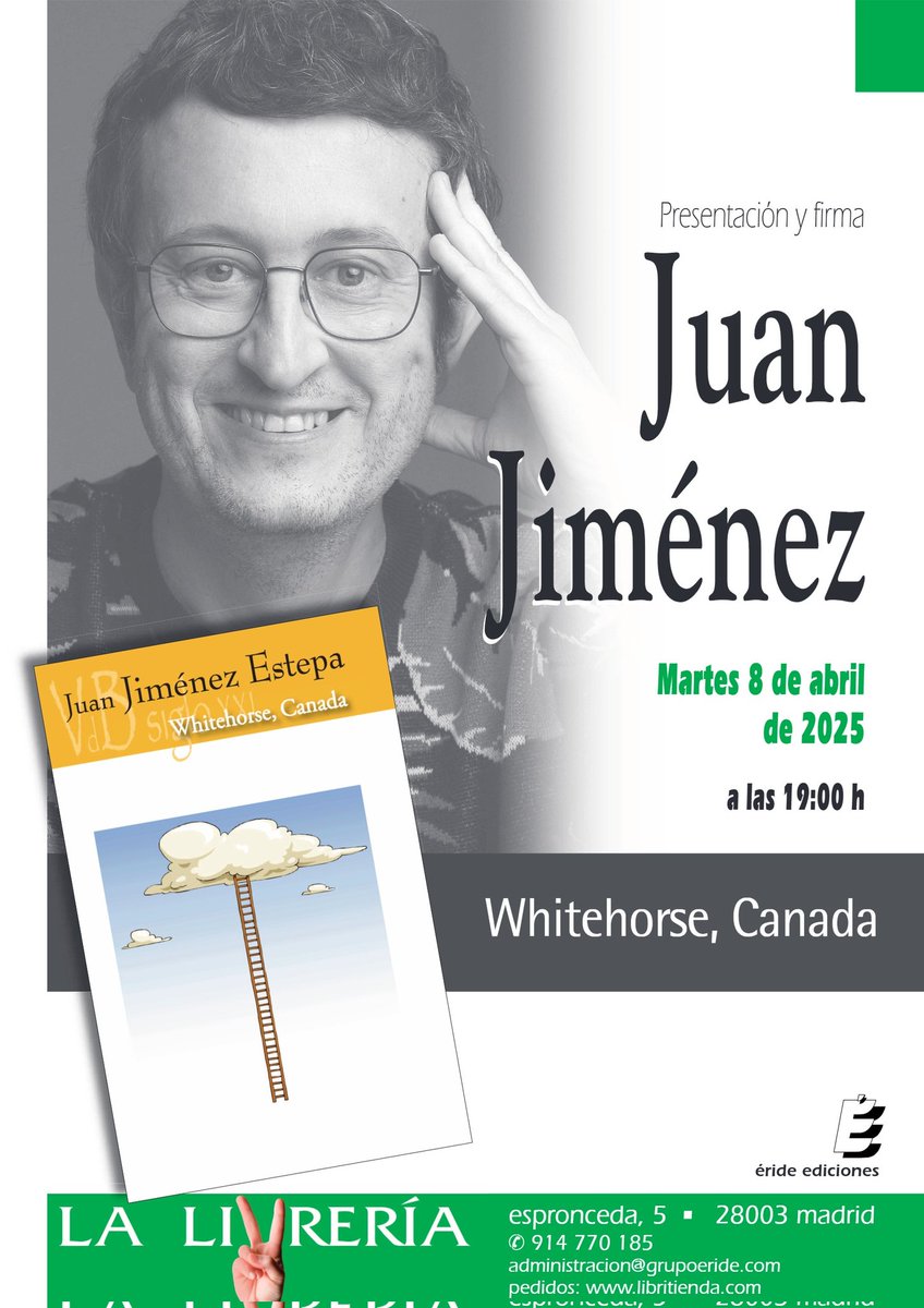 JuanTeatro's tweet photo. En abril se publica "Whitehorse, Canada". La presentación tendrá lugar en La Livrería el día 8. ¡Mil gracias, @erideediciones! Estoy contentísimo. https://t.co/TOxjwti9vt
