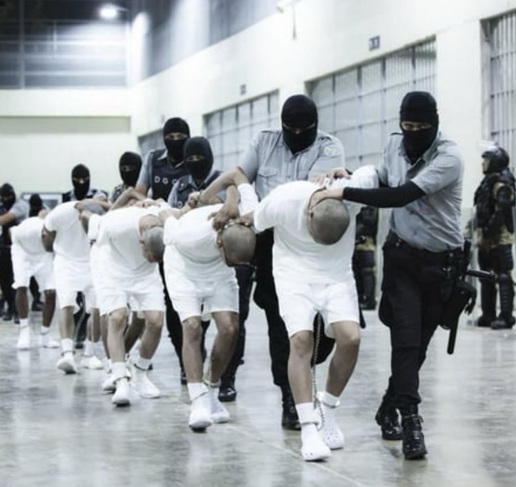 krassenstein's tweet photo. Can someone seriously try to justify this and tell me this is okay?

Venezuelan immigrants deported from the U.S. are arriving at the Terrorism Confinement Center in El Salvador.

1️⃣ Where is the evidence that these people are terrorists?

2️⃣ Who is making this decision on Guilt?

3️⃣ How are we deporting people from one country to another without their consent?

4️⃣ Why are we paying El Salvador $20K per person for this?

5️⃣ How can anyone possibly think this aligns with American ideals?

I am ashamed of my country. My grandfather didn’t fight in WWII for this. He fought against this.