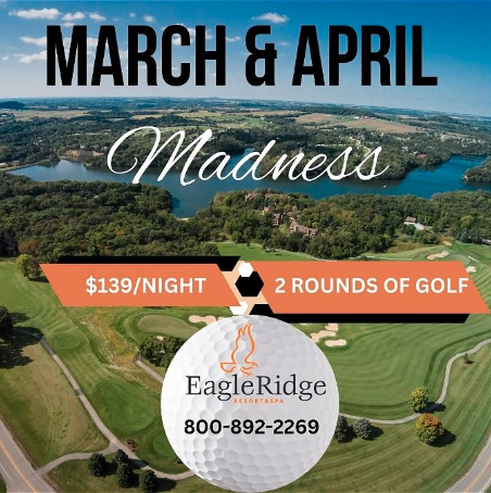 Spring is in the air… and on the greens! Warmer days mean golf season is here! Shake off the winter blues and tee up with our March &amp; April Madness special – $139/night + two rounds of golf with a cart! This is a limited-time offer! 
🏌️‍♂️ Book now: bit.ly/3DRz3eN