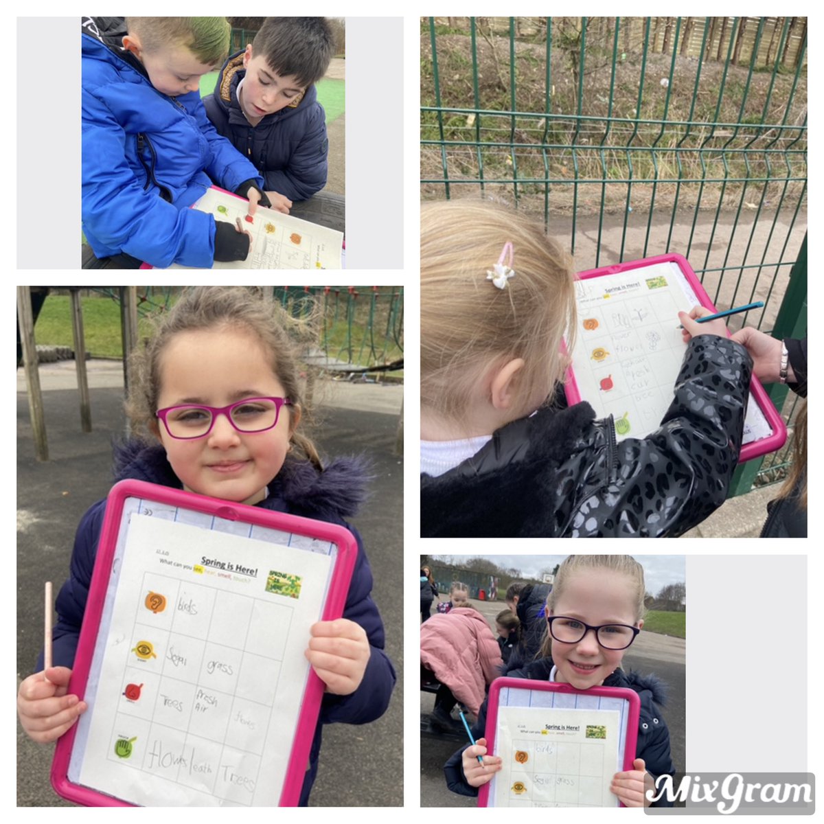 For Muddy Monday today we used our 5 senses to look for signs of spring with our <a href="/MrsMcManusanto/">Antonine Primary 7M</a> buddies 👃 👀 🖐️ 👂 👄 🌺 🌳