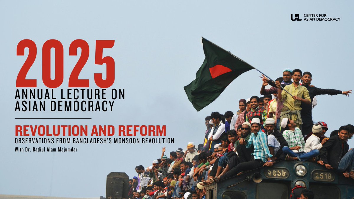 AsianDemocracy's tweet image. You are invited to join us on Monday, March 31 for a conversation with Dr. Badiul Alam Majumdar, who heads Bangladesh’s electoral reform commission formed after the country’s 2024 “Monsoon Revolution”.
Register today! bit.ly/2025CADAL