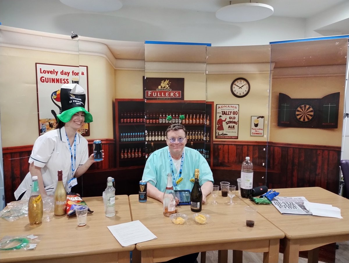 On Silk ward today, St Patrick's Day celebrations were in full swing. Irish dancing followed by a non alcoholic Guinness at the pop up pub ☘️#dementia #MentalHealth