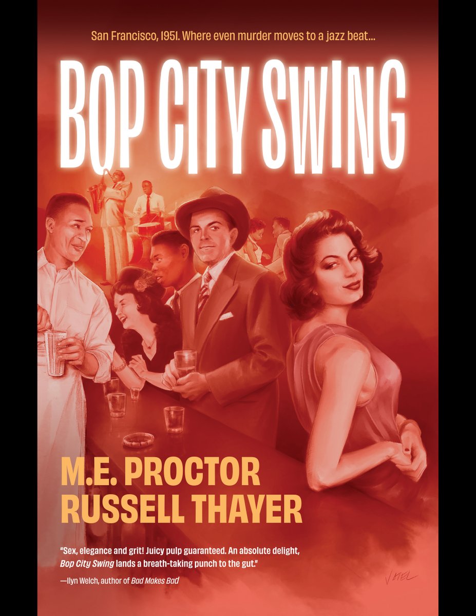 Vatel1675's tweet image. Finally got to combine my day job—illustration and design—with my love of crime fiction. That’s right, I’m officially a pulp-cover artist. DM me, writers and publishers. I work for reasonable rates! 

And buy BOP CITY SWING by Proctor &amp;amp; Thayer. It’s an amazing hardboiled novel!
