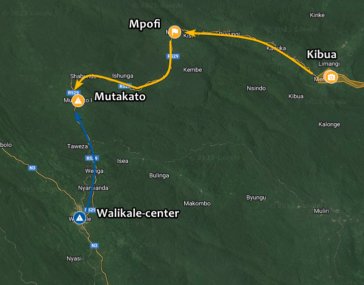 Intelynx's tweet photo. 🇨🇩 #DRC | On the eve of the talks in #Luanda, the #M23 rebels continued their offensive along the RP529 road, capturing #Mpofi. Local sources contacted by @actualitecd said heavy fighting was ongoing in #Mutakato this morning. #FARDC sent reinforcements from #Walikale-center. https://t.co/fVdF0VnonB