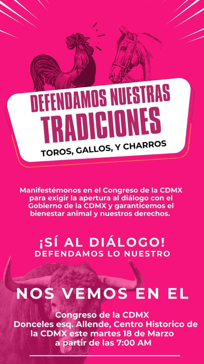 ¡Este martes 18 nos vemos! Por la libertad de nuestras tradiciones.