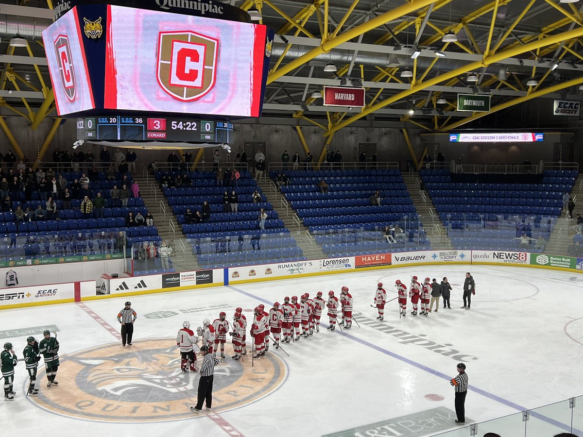 Conard_Hockey's tweet photo. Conard takes down New Milford in the Semi-Finals of the State Tournament 3-1! Battle. Onto the D3 State Finals!!!

🥅 Brenden Murphy in net 
🏒Conard goals: J. Eisenberg, B. Gainey, T. McGoldrick  
🏒Conard assists: L. Alver, T. McGoldrick, N. Dubois, D. Smith

#cthk https://t.co/HCd60nFM0o
