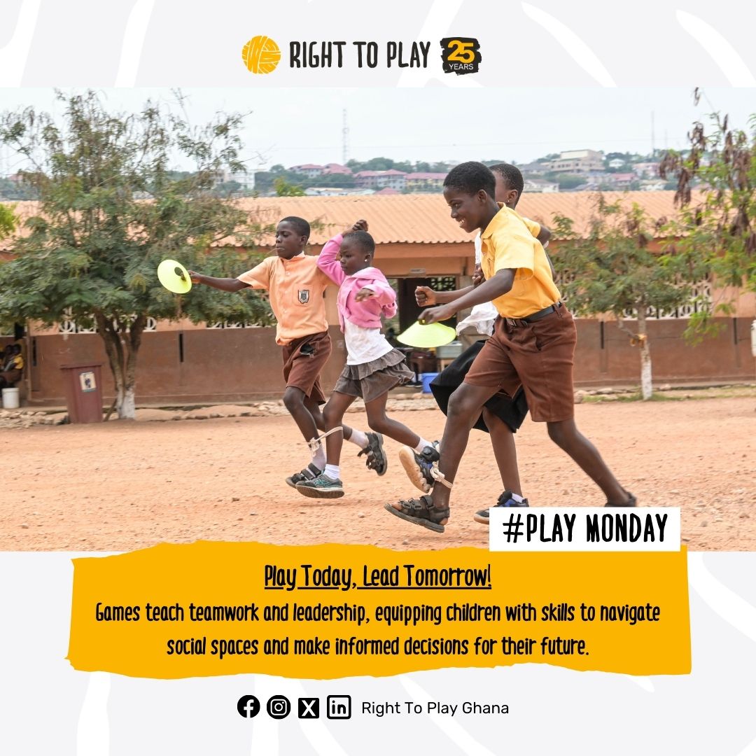 #PLAY MONDAY

Play Today, Lead Tomorrow!
Games teach teamwork and leadership, equipping children with skills to navigate social spaces and make informed decisions for their future.
#PlayMonday #RightToPlay #PBL #PsychosocialSkills #Discover #Explore #Learn #Education #SDG4