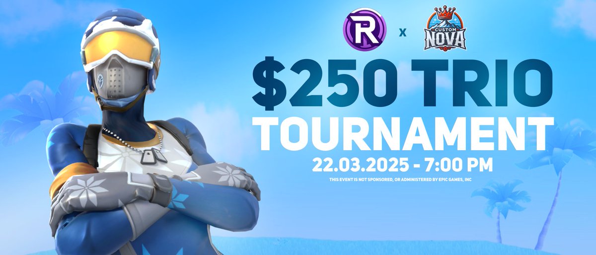Novacustomsnzr's tweet image. $250 TRIO TOURNAMENT X @Rivoxgg 

DATE | 22.03.2025 7:00 PM CET
- 5 GAMES
- BEST TOP 5 EARN $

HOW TO PLAY?
- Follow @Novacustomsnzr 
- Create account in rivox.gg 
- Like + rt ♻️ + @ your trio!

Send screenshot in our server to get access to play tournament! 🏆