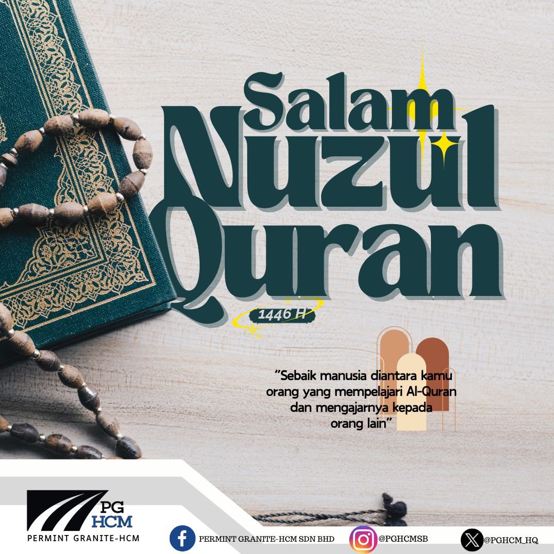 Salam Nuzul Al-Quran buat seluruh umat islam. Marilah bersama kita menghayati peristiwa Nuzul Al-Quran dan terus istiqamah mengamalkan ajarannya.

Salam Nuzul Al-Quran 1446 Hijrah

#nuzululquran 
#ramadhan1446h 
#teampghcm