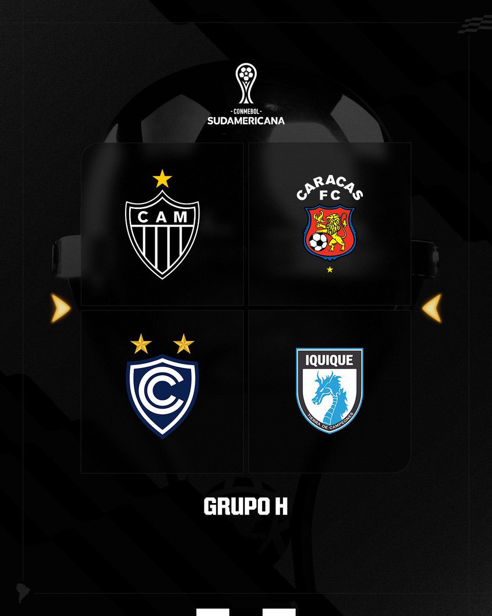 Atletico's tweet image. GRUPO DEFINIDO! ☑️

Cabeça de chave do grupo H, #Galo enfrentará Caracas-VEN, Cienciano-PER e Deportes Iquique-CHI na fase de grupos da Sul-Americana! 🇧🇷🇻🇪🇵🇪🇨🇱

Vamos em busca da conquista! 💪🏽