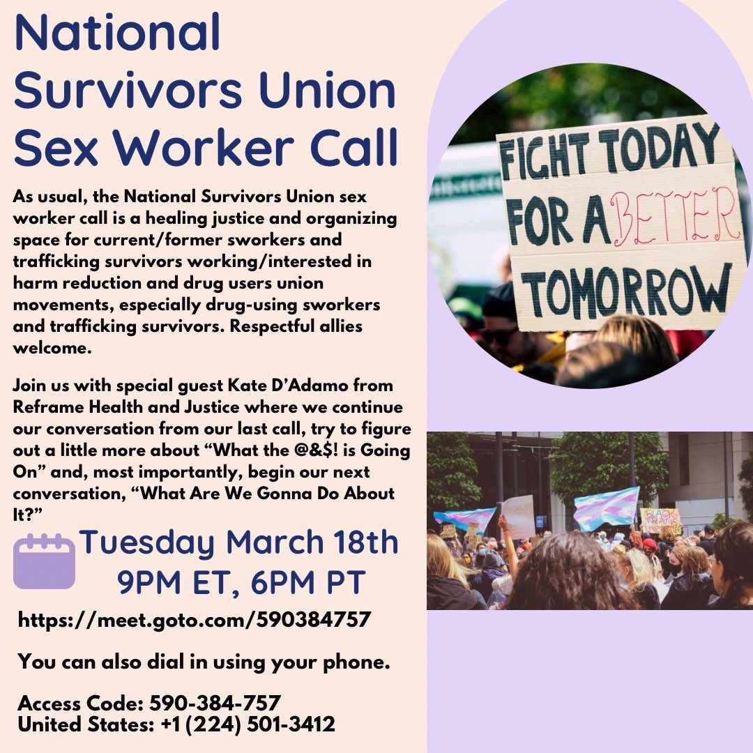 Tomorrow, 3/18, 9 pm ET, the <a href="/National_usu/">National Survivors Union (NSU, formerly USU)</a> sworker call moves from “what the fuck is going on, EO edition” 2 “what can we do about it” w/the help of speaker <a href="/KateDAdamo/">Kate</a> . Meet.gotocom/590384757