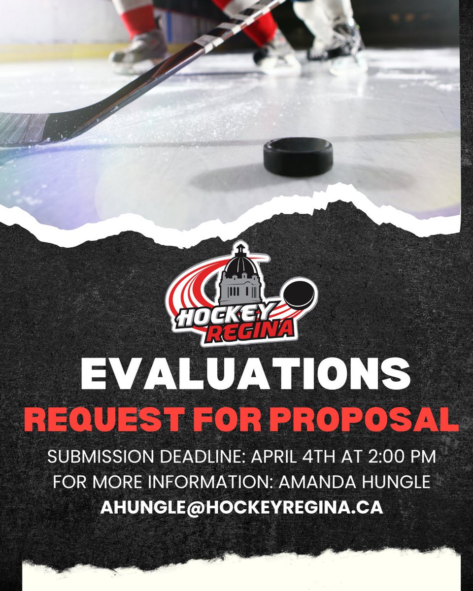 The Hockey Regina Evaluations &amp; Team Formation Committee is excited to release a Request for Proposal (RFP) for vendor(s) to bid on the delivery of Evaluation services for the 2025-2026 season. Visit hockeyregina.ca/article/102299 for more information.