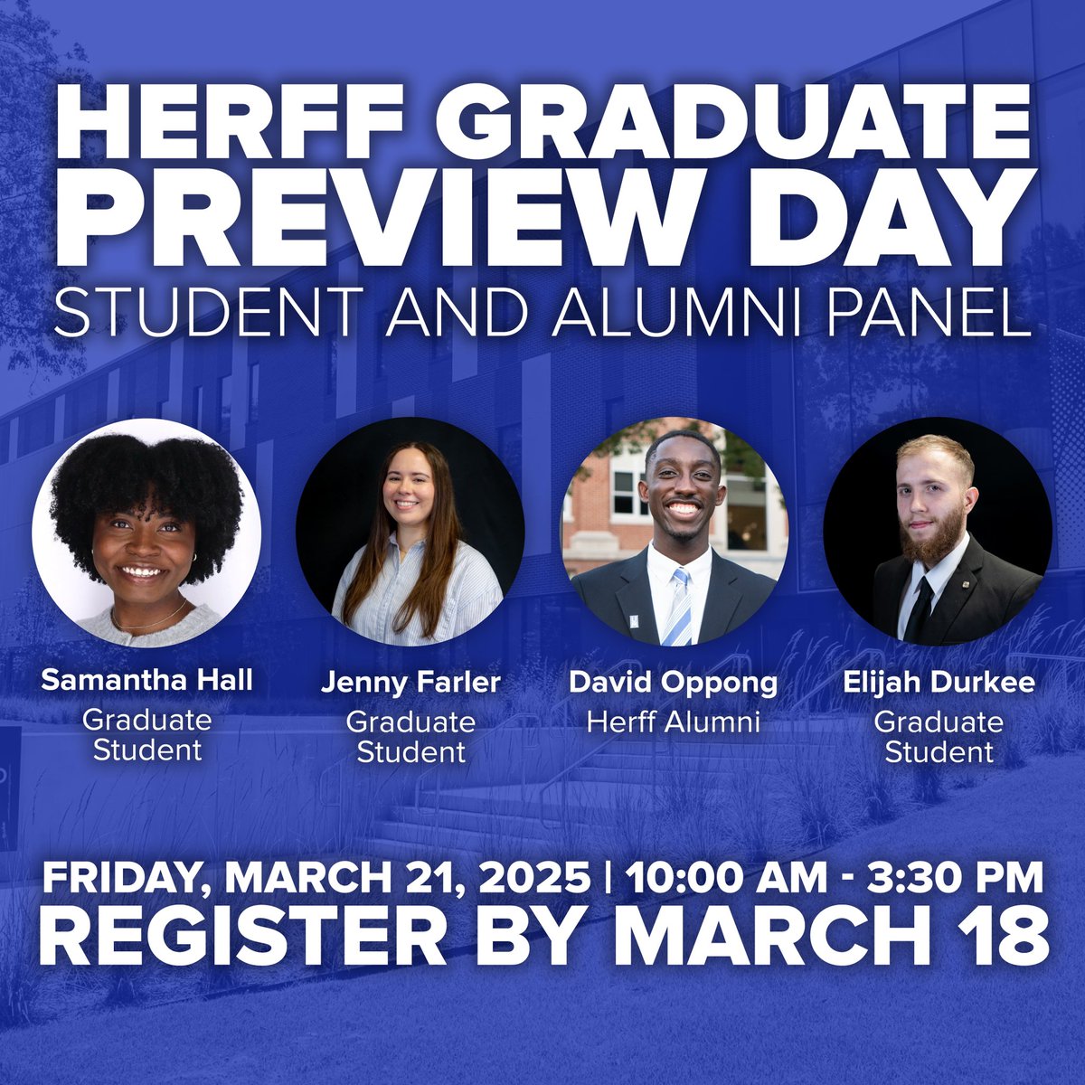 Join us at the University of Memphis on Friday, March 21, 2025, from 10:00 AM to 3:30 PM for an opportunity to explore our graduate programs and vibrant campus life! Register by March 21, 2025, to secure your spot: apply.memphis.edu/register/Herff…