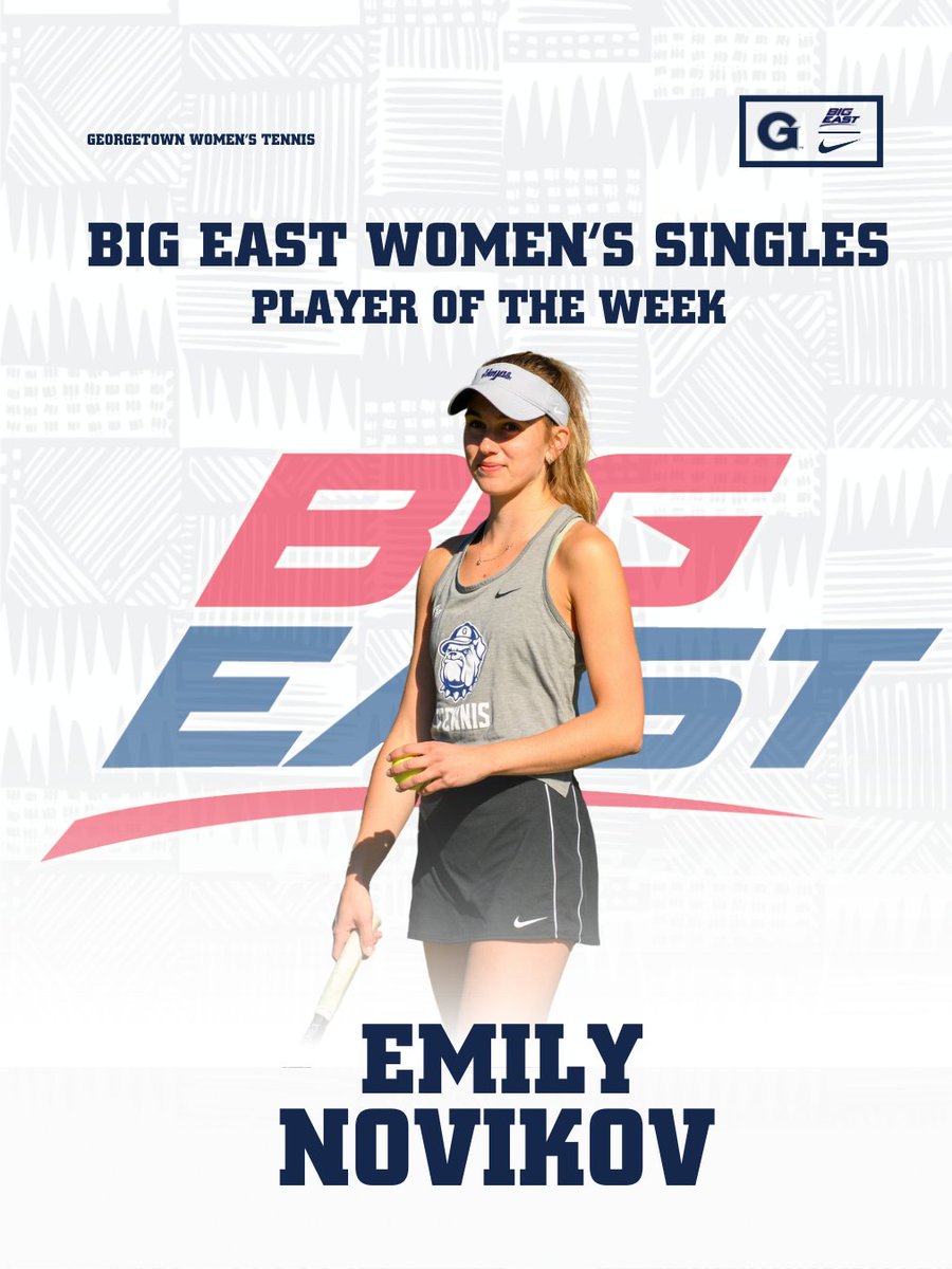 “Another one” *DJ Khaled voice* 🗣️

For the second time this season, Emily Novikov is the BIG EAST Women's Singles Player of the Week ‼️

#HoyaSaxa
