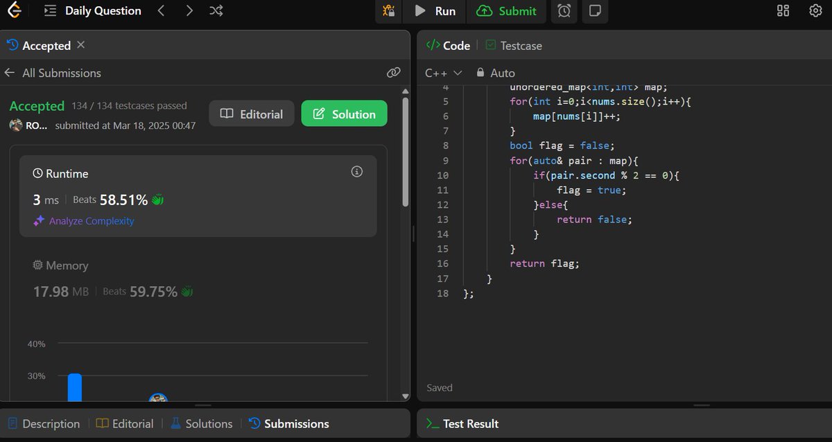 robinhood75t's tweet image. Problem - Divide Array Into Equal Parts.
Easy , I used hash map.
#ProblemSolving #CodingMamas #potd #DSA #LeetCode
