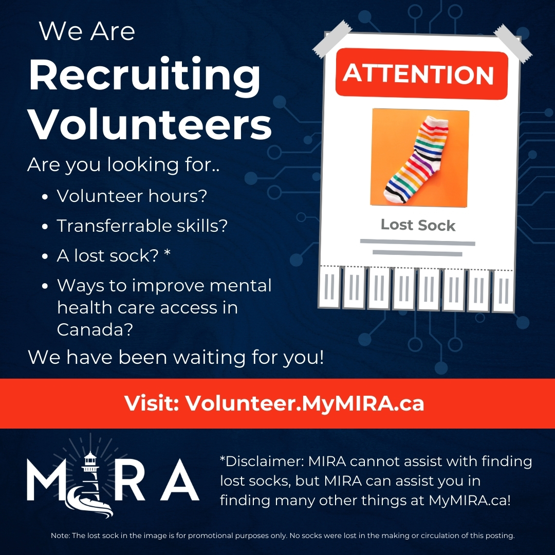 MIRA is expanding and we're seeking dedicated volunteers to join our mission. Whether you're interested in testing our chatbot or assisting with our French resource expansion, your contribution will make a significant impact!

Apply at: Volunteer.MyMIRA.ca

#MIRA #Volunteer