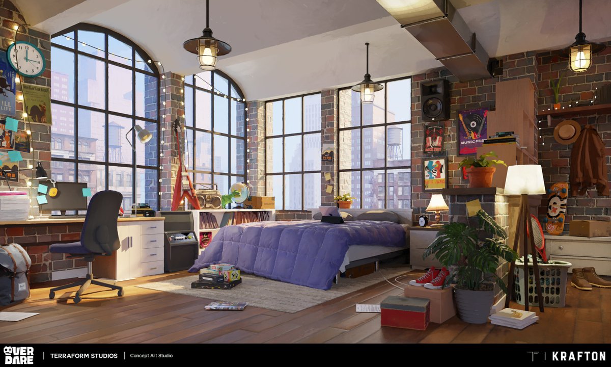 terraformart's tweet photo. Bedroom Interiors designed for @Krafton_inc's project #Overdare

Concept Artists: Oscar Gregeborn, Yura Gvozdenko, @_AlbenTan, Ivan Martinez and @Jamesonedesign

Art Director: Lance Ridenoure

Creative Director: @fmacmanus 

#conceptart #blenderart #digitalpainting #gameart #3d https://t.co/oexJOvNqmg