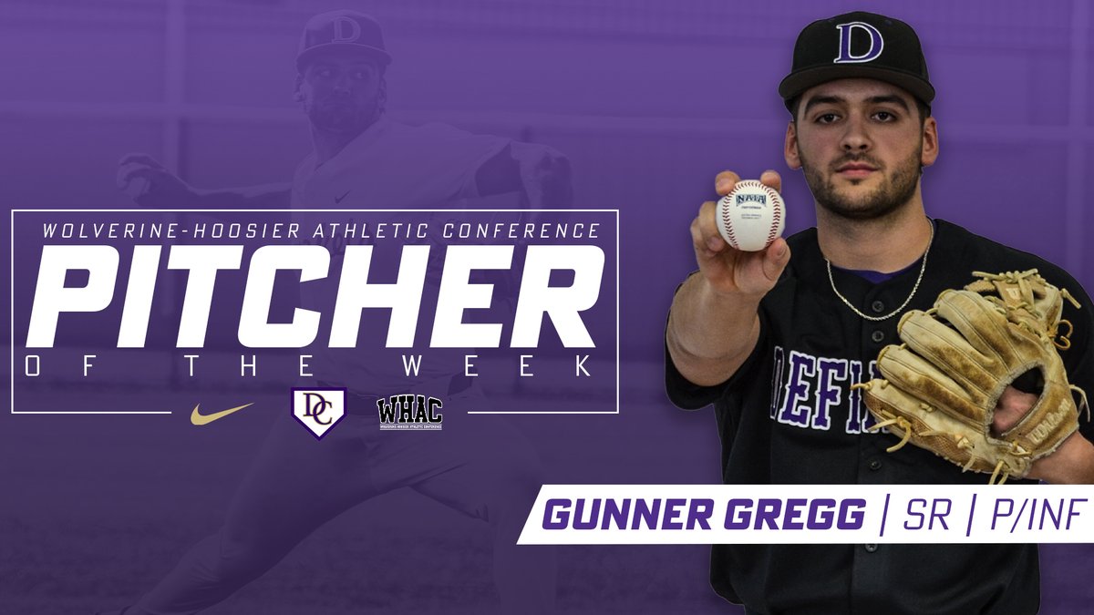 DC_Athletics's tweet photo. ⚾️ BASE: WHAC names Gregg Pitcher of the Week following shutout effort

More 📰: https://t.co/kSUB4rbheF https://t.co/hp83zI0XLE