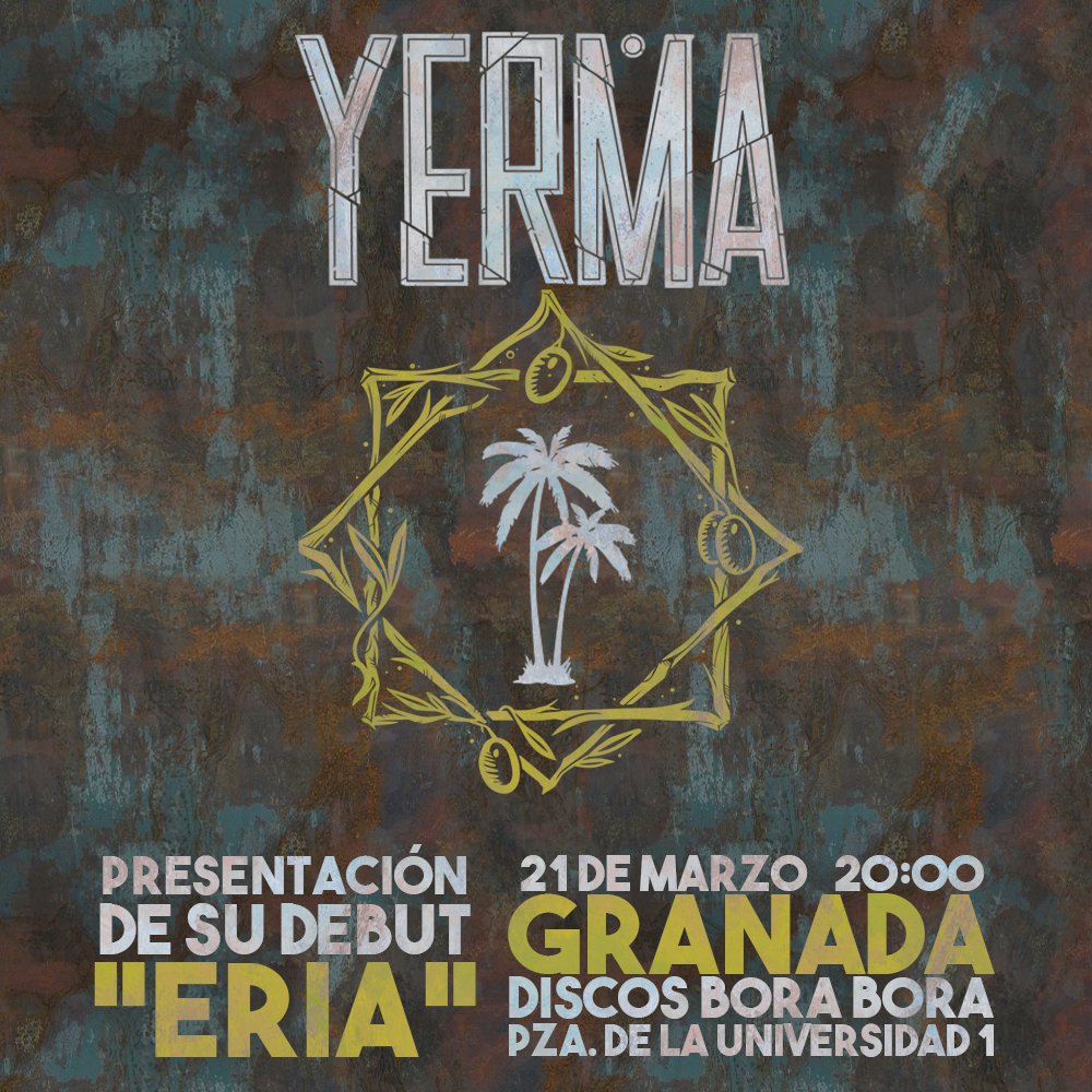 ¡Hola, gente!

Este viernes que viene es el el día de la poesía, así que qué mejor momento para un concierto de Yerma en Granada, el primero de nuestra minigira. La entrada es gratuita y del bolo podéis iros a cenar y de fiesta. ¿Nos vemos este viernes en a las 20:00 en Borabora?