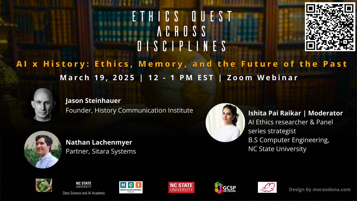 THIS WEEK: we're partnering with NC State University on an event examining the ethics around AI x History

Join us: ncsu.zoom.us/webinar/regist…
