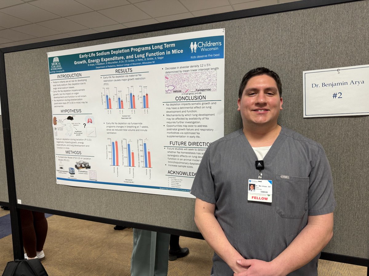 Next, we're featuring Dr. Ben Araya who has been working with Dr. Jeff Segar to examine sodium depletion, energy expenditure, and lung function in a mouse model.  Way to go!