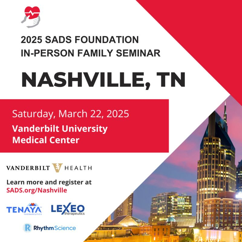RhythmScience is proud to announce our sponsorship of the Sudden Arrhythmia Death Syndrome (SADS) Foundation for their upcoming conference!  We are honored to support this incredible organization and hope you can join us March 22! 💗
#SADS #SuddenCardiacArrest #HeartHealth