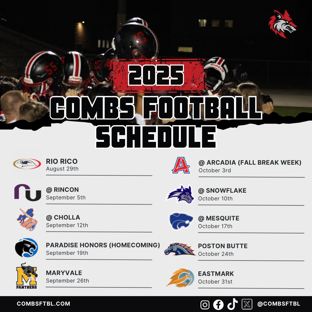 CombsFTBL's tweet image. Our 2025 Schedule
