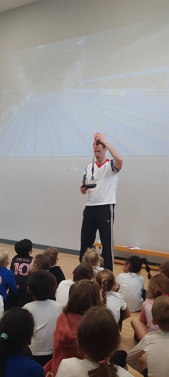Last week we were excited to welcome Olympic swimmer Joe Roebuck into school. He shared his inspirational story and led the whole school in a sponsored fitness circuit. The energy in school was amazing. #dream #aspiration #sport