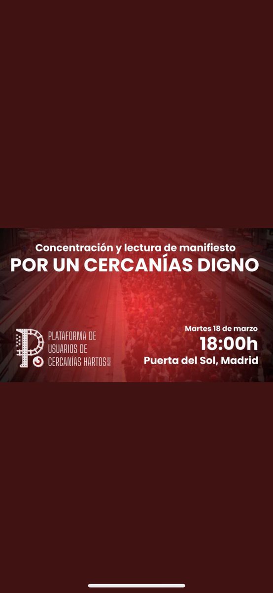 Plataforma de Usuarios de Cercanías Hartos tweet media