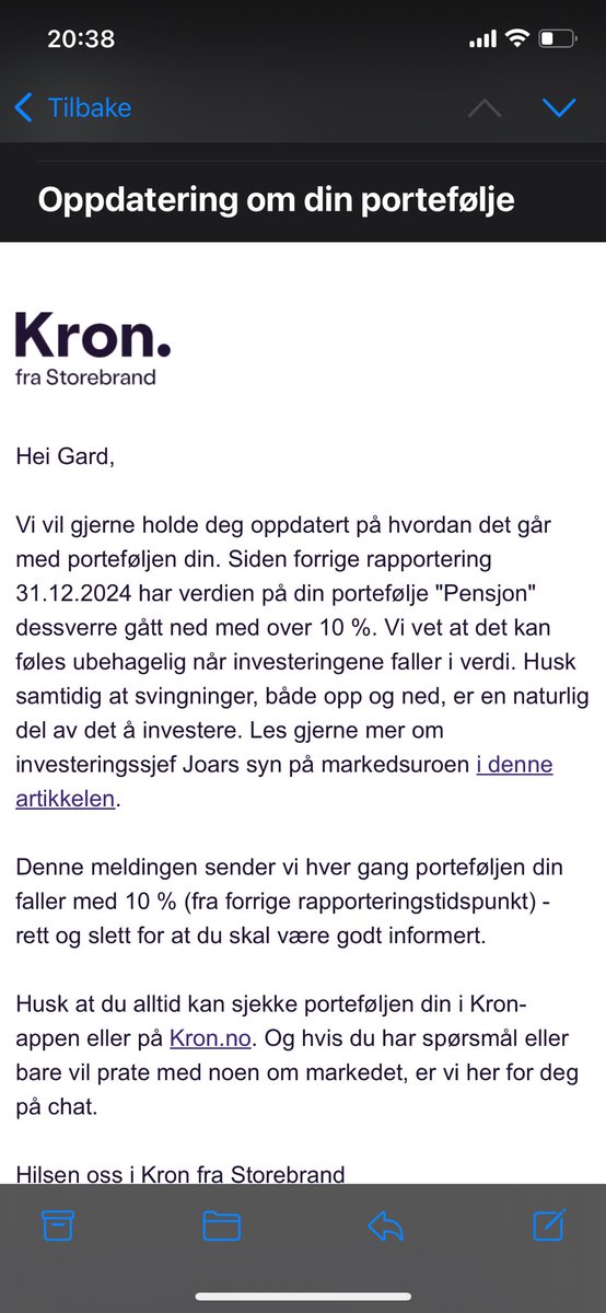 Stor takk til Kron, no hjelpe det ikkje å unngå å sjekke appen heller, den oppsøke dej for å sei du tape penga. Gøy <a href="/KronSpare/">Kron</a>