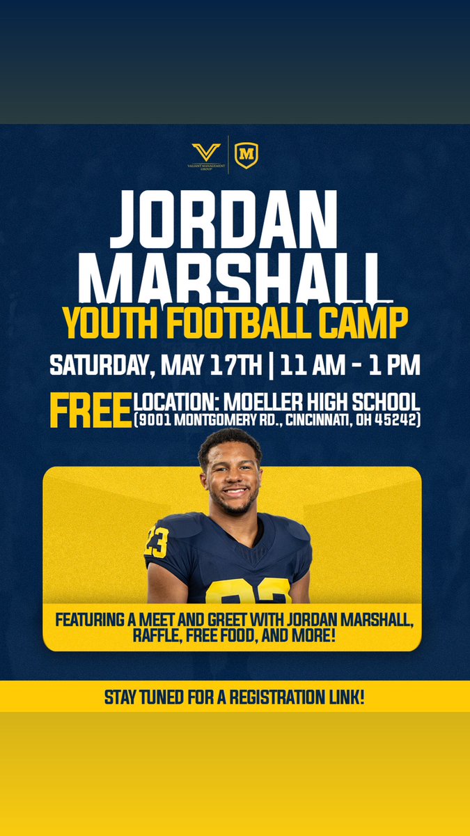 So excited to have my First Football Camp! Can’t wait to connect with the community again ⭐️ #GoBlue 💛💙