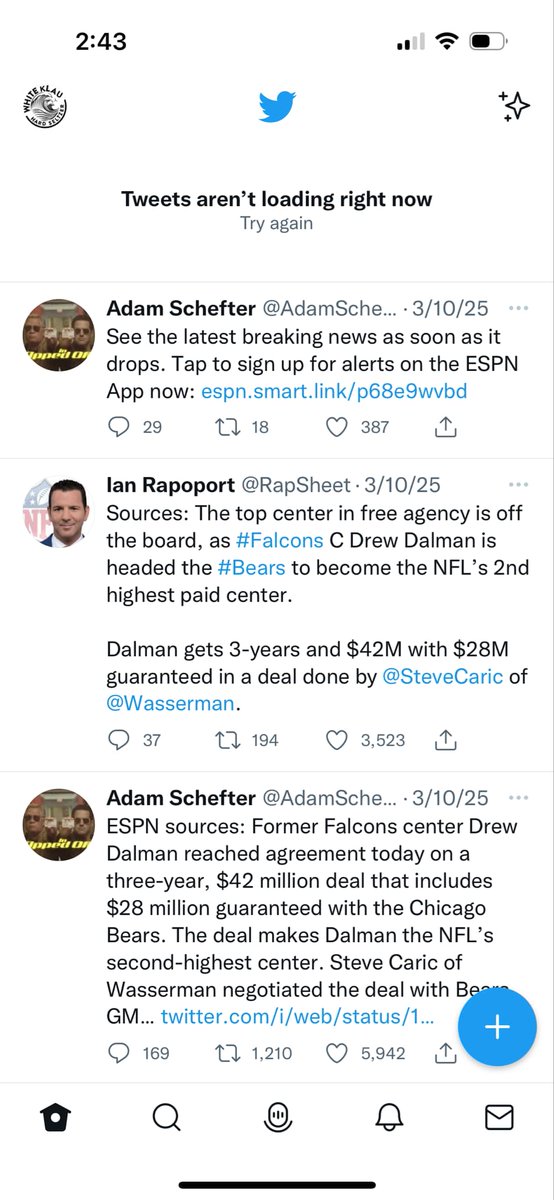 clawfence's tweet photo. I think my Twitter App officially died. It was a good long run ol Bird. Rest Easy Sweet Prince https://t.co/VDvUIDnHmk