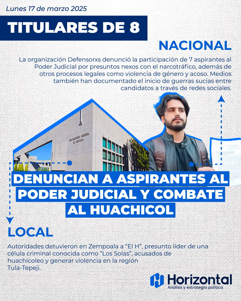 Horizontal_Hgo's tweet photo. #TitularesDe8 
Conoce las notas más relevantes publicadas por medios de comunicación en este lunes, 17 de marzo. https://t.co/cN2HNt6kOi